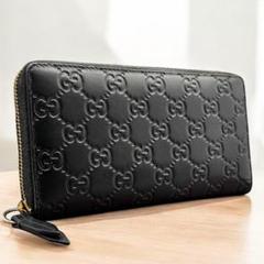 n73　Gucci　グッチ　長財布　ブラック　グッチシマレザー