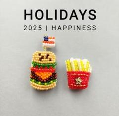 ❦美味しそうな♬チーズバーガー＆ポテトセット　ビーズ刺繍ブローチ❦