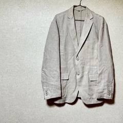 麻 ナチュラル 薄手 テーラードジャケットLサイズ ベージュ系 春夏向け
