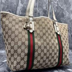 ✨美品✨GUCCI シェリーライン GG チャーム ベージュ トートバッグ Yahoo!オークション -「グッチ シェリーライン トート」の落札
