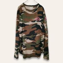 【ホリスター】迷彩柄ロンT　カモフラ　XS　薔薇プリント　コットン100　古着