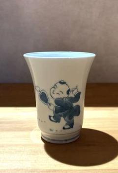 Ｐ４５１　香合　『三川内焼』『嘉久正窯造』『染付唐子絵』『丸香合』　共箱　茶道具 P451 香合 『三川内焼』『嘉久正窯造』『染付唐子絵』『丸