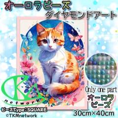 オーロラビーズ 30×40 ダイヤモンドアート 三毛猫