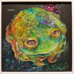 蛙 カエル 原画 アート 絵画 画家 インテリア ハンドメイド イラスト 緑 蛙 カエル 原画 アート 絵画 画家 インテリア ハンドメイド