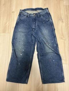 【Lee】良色⭐︎濃紺ワイドシルエットペインターデニムパンツ古着　インディゴ リーLee 古着デニムペインターパンツ ライトオンス 日本製
