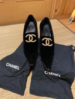 激レア!シャネル CHANEL ハイヒール 黒 ベロア素材 サイズ39.5