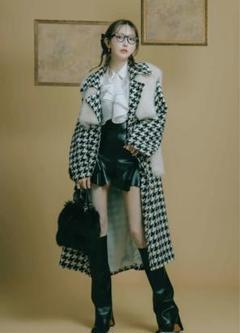 crayme Fur Mix Pranet Coat 千鳥柄 コート ファー crayme Fur Mix Pranet Coat 千鳥柄 コート ファー - メルカリ