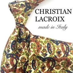 【美品】CHRISTIAN LACROIX ネクタイ 総柄 クリーム イエロー