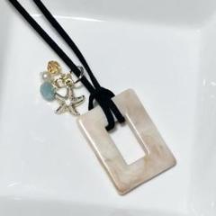 ハンドメイド メガネホルダーネックレス ヒトデチャーム付き ゴールド金具