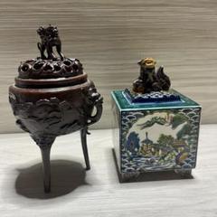 【真作保証】河村靖山「牡丹文獅子香炉」香道 茶道具 茶道具 三つ足香炉 獅子蓋 銅製 金属工芸 香道具 - メルカリ