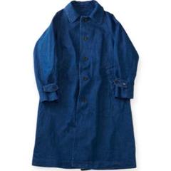 大人気【美品】45R　リネンロングコート　羽織り　R＆♡刺繍　インディゴブラック 大人気【美品】45R リネンロングコート 羽織り R＆♡刺繍