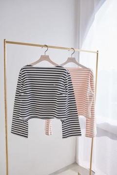 トップス herlipto French Striped Top Tuck Sleeve French Stripe Top