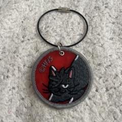ハイキュー　メッシュ刺繍キーホルダー　音駒　黒尾　クロオネコ