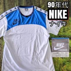 90s年代ヴィンテージNIKEナイキ白リブスリーブラインオーバーサイズTシャツ