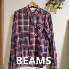 BEAMS チェック柄 長袖シャツ