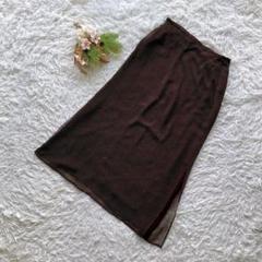 【コルディア】 (42/XL) ロングタイトスカート シフォン ドット柄 総柄