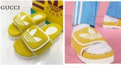 GUCCI 【値下げ】GUCCI×adidas ロゴ プラットフォーム サンダル
