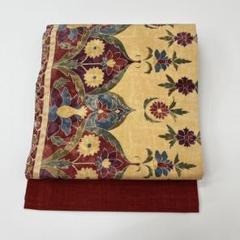 新品 レア 古布 和更紗 名古屋帯 更紗 孔雀 鳥 花 黒 バティック 袷 着物 名古屋帯/ジャワ更紗 | PEAFOWL TOKYO