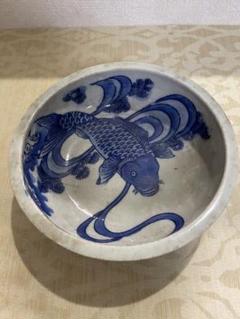 中国古美術中国明時代染付け 魚紋茶碗