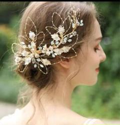 ヘッドドレス シルバー 花 ウェディング ブライダル ティアラ ヘアアクセサリー