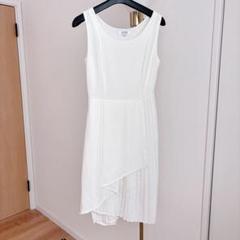 【美品】ELLYSAGE ホワイト ノースリーブ レースひざ丈ワンピース