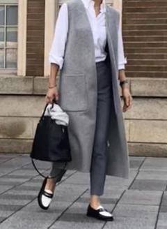 新品ツイードロングジレ/theory lialapg zara好きに