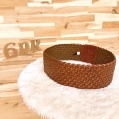 【アンボワーズ】AMBOISE ワイド ウエスト レザー メッシュ ベルト茶×金 アンボワーズ】AMBOISE ワイド ウエスト レザー メッシュ ベルト