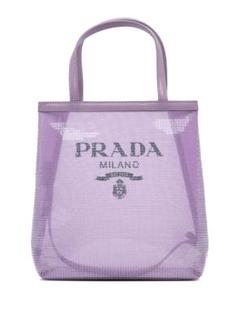 PRADAプラダスパンコールロゴ メッシュトートバッグ箱入り新品