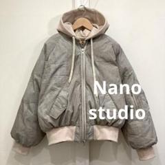 Nanostudio フーディ ボンバー ジャケット 重ね着風 ブルゾン