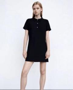 【ZARA】ZARA ポロシャツ風ミニワンピース ブラック 半袖