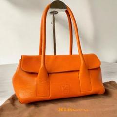 ヒロフ【美品】ペルーシェ レザー ショルダーバッグ 希少カラー オレンジ 美品