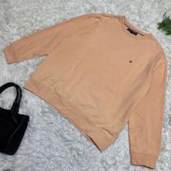美品　トミーヒルフィガー　スウェット　黄ベージュ　ワンポイントロゴ　パイル　L