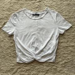 ZARA ホワイト 半袖 Tシャツ 前結びデザインのサムネイル