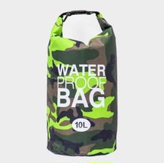 ★新品未使用★ライムグリーン×迷彩柄 防水ドライバッグ 10L 撥水 アウトドアのサムネイル