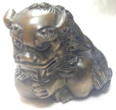 根付　アンティーク　獅子彫刻 約5cm ⑫骨董品 時代 根付 獅子 狛犬 置物 高さ約5.5cm 木彫 天然素材