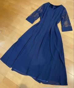 美品⭐️アンフィニ　ロングドレス　レース　フレア　ネイビー　7部袖　9号 2025年最新】アンフィニ ドレスの人気アイテム - メルカリ