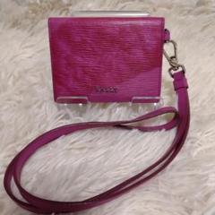 BALLY レザー パスケース カードケース ストラップ付き ピンク