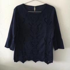 TRANS WORK◇コットン刺繍ブラウス　七分袖