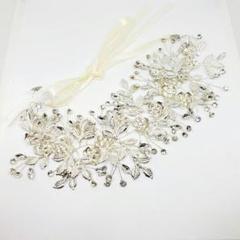 クリスタルビジュー ヘッドドレス ウェディング アクセサリー 花 リーフ3