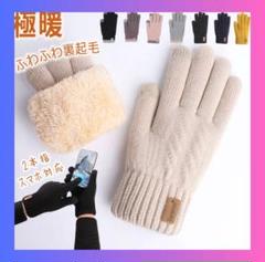 裏起毛 スマホ対応 手袋 ベージュ 22cm