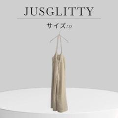 美品 JUSGLITTY レースアップ オールインワン 0 小さい リネン XS