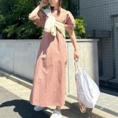 ルーニィ　ランタンスリーブワンピース　テラコッタ　S