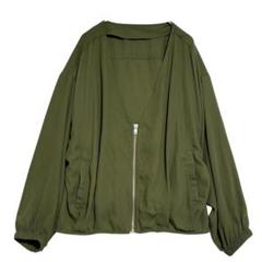 Vネック シアーMA-1 【美品】　カーディガン　カーキ