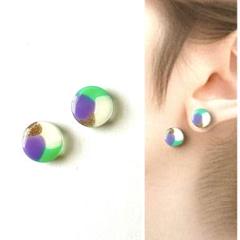 No.36ハンドメイドピアス　イヤリング　レジン　パステル　パープル　ターコイズ