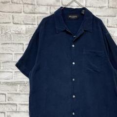 半袖シルクシャツ！アロハ　M ネイビー18