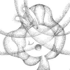 【夢見るうさぎ】手描き点描画｜モノトーンの静けさに癒される一点物（額装済）