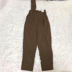新品▲サロペット▲オーバーオール ワンショルダー M ブラウン ポケット付き