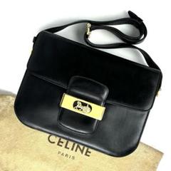 美品 セリーヌ 馬車金具 ショルダーバッグ ゴールド金具 ボックスカーフ レザー