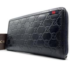 【激レア・正規品】グッチ 長財布 オーガナイザー GG シマレザー シェリー 紺 激レア・正規品】グッチ 長財布 オーガナイザー GG シマレザー
