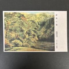 掛軸「神苑之朝」絹本條幅桐箱